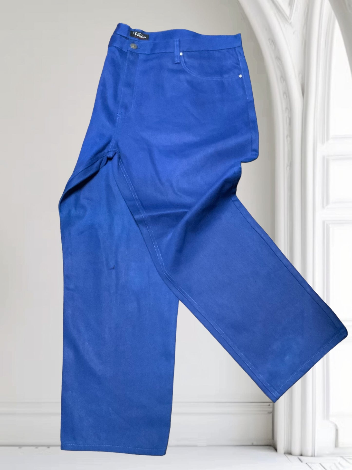 Men's Veno Big & Tall Solid Royal Blue Denim Pants NWT