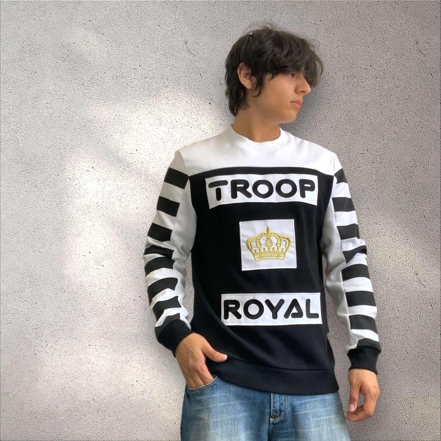 Men's Troop Black | White Crewneck Top NWT