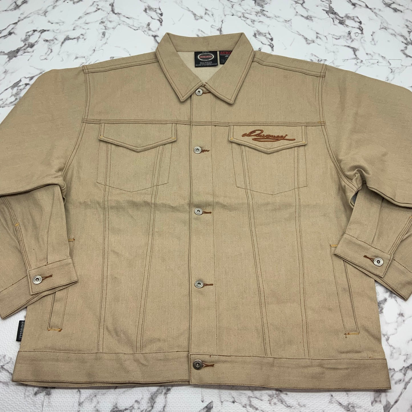 Men's Davoucci Khaki Rust Casual Denim Jacket NWT