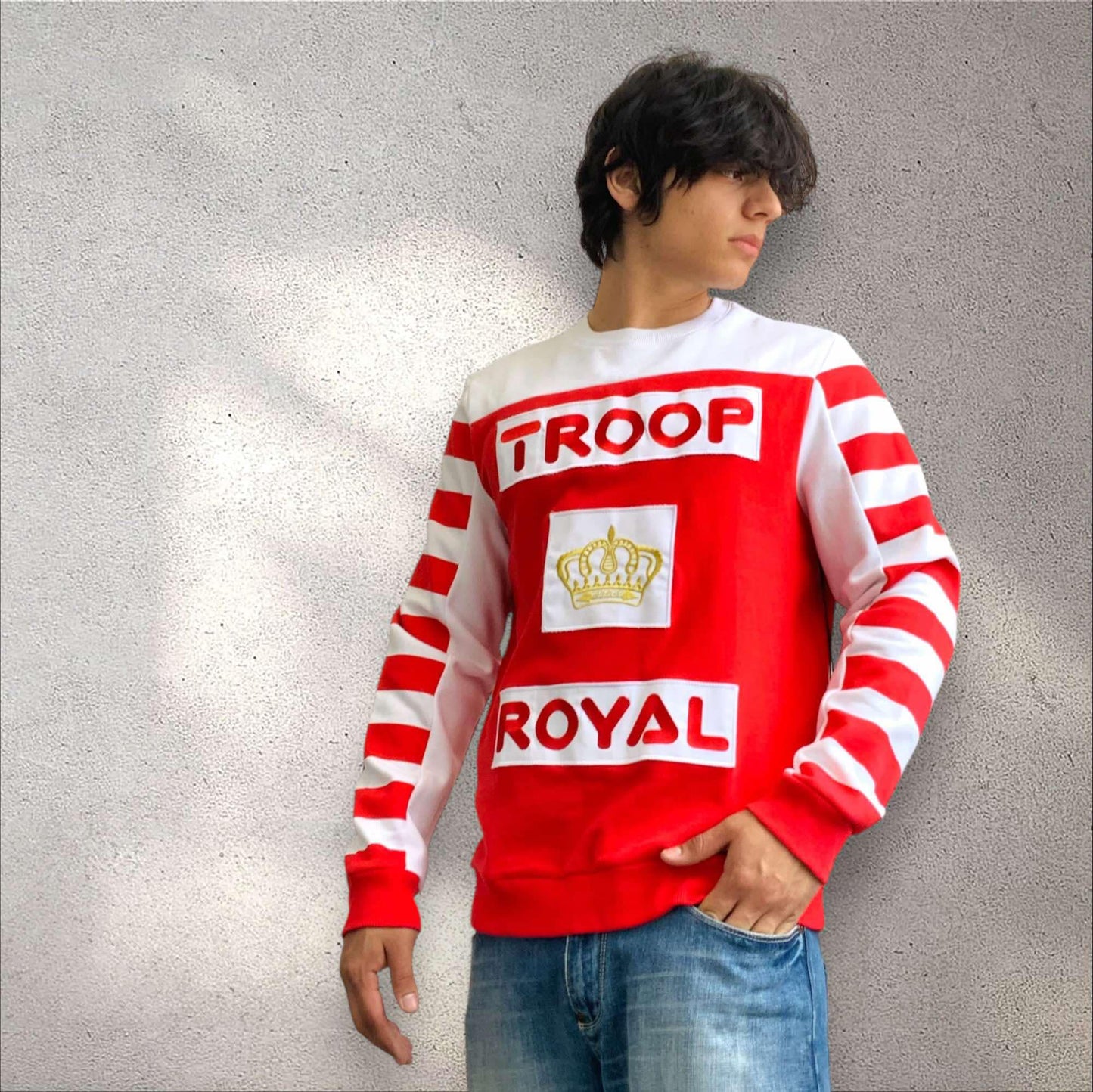 Men’s Troop Red | White Crewneck NWT