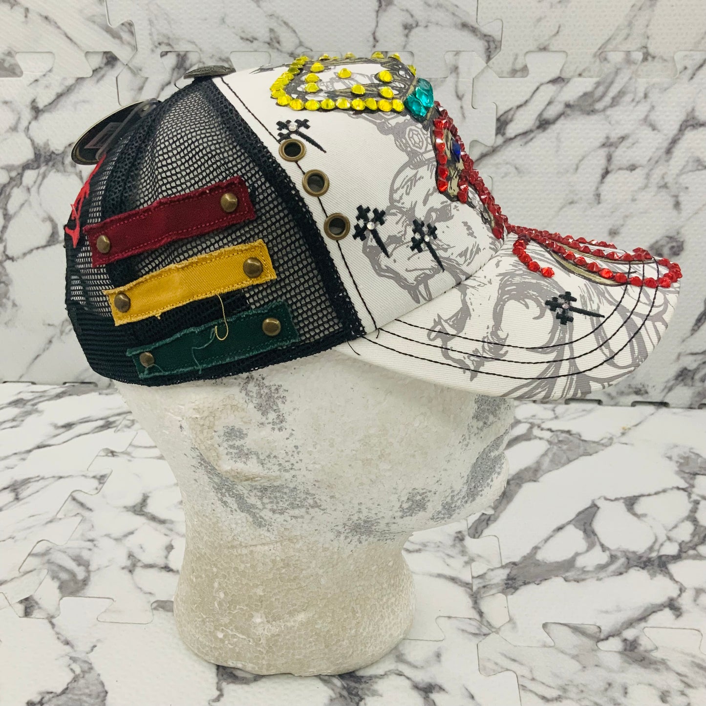 Rebel Spirit Lion King White | Black | Yellow | Aqua | Red Rhinestone Trucker Hat NWT