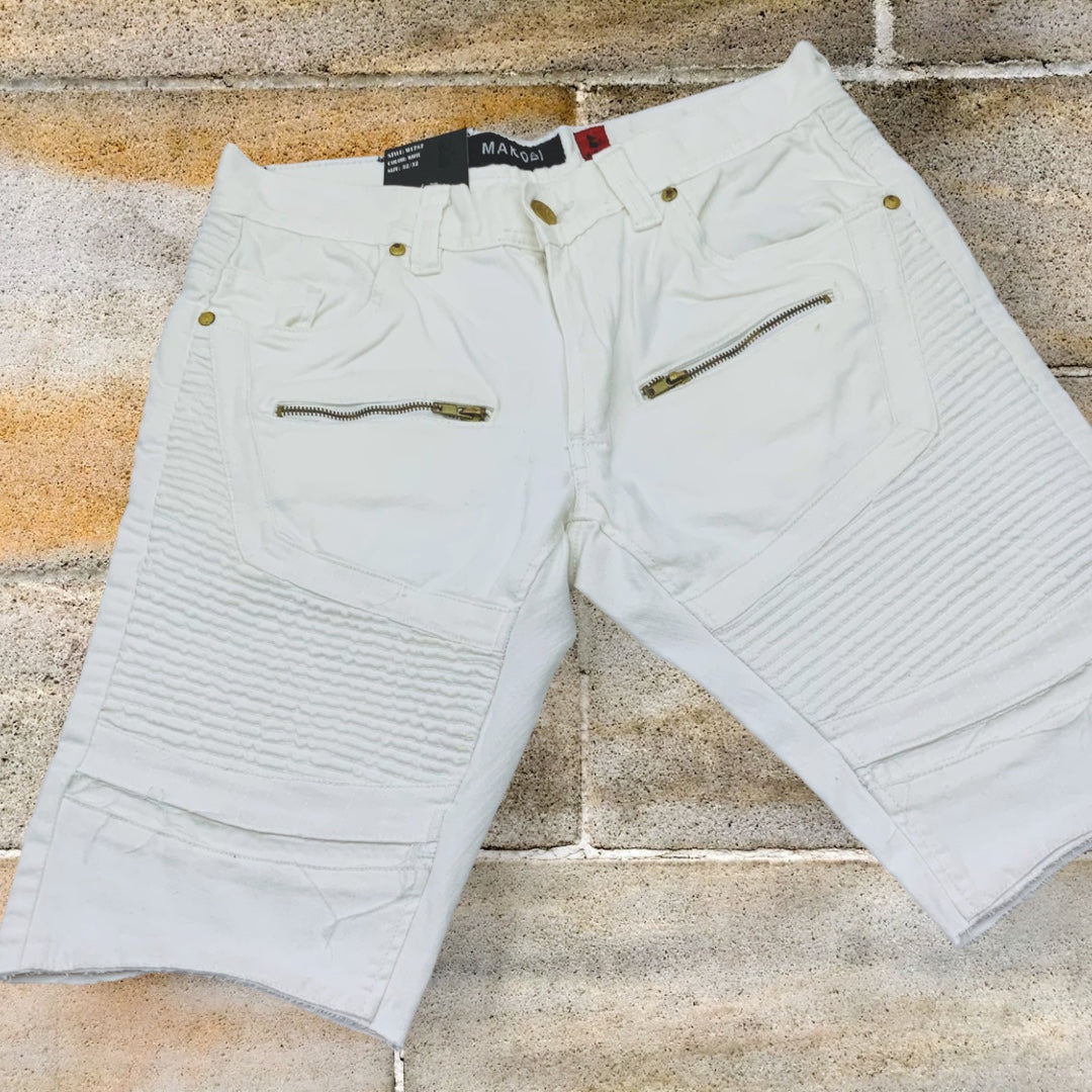 Men's Makobi Gardenia White Denim Shorts NWT