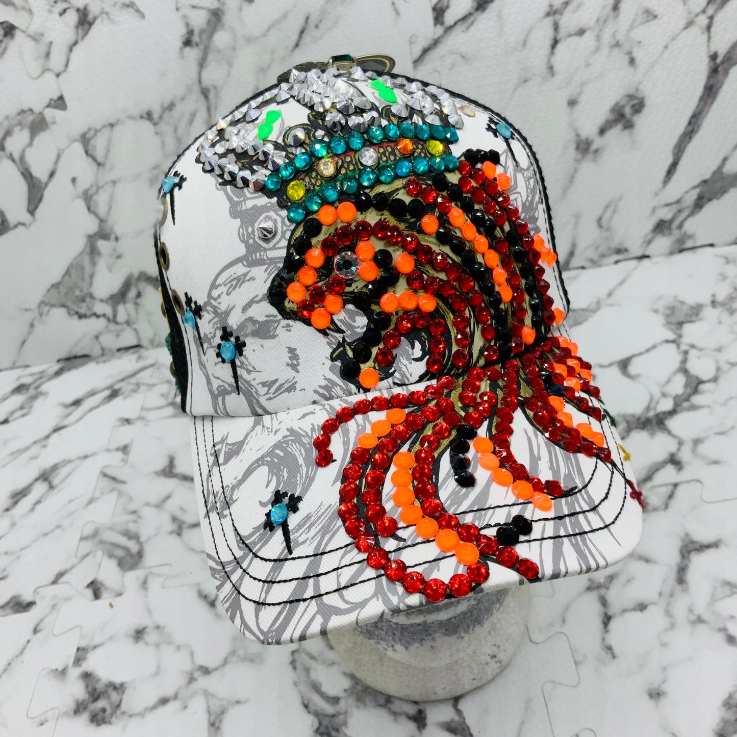 Rebel Spirit Lion King White | Black | Aqua | Orange | Red Rhinestone Trucker Hat NWT