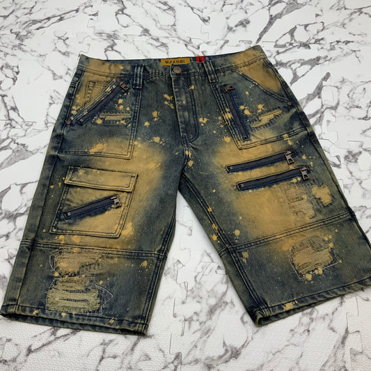 Men's Makobi Distressed Vintage Wash Denim Shorts NWT