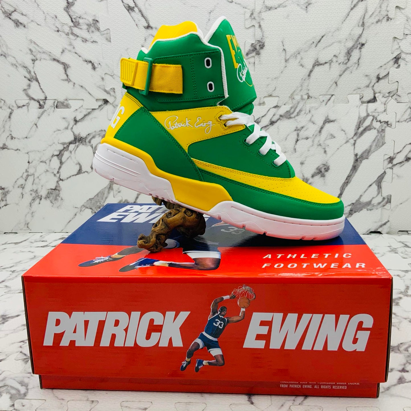 Men’s PATRICK EWING 33 HI Green | White | Lemon Sneakers NWT