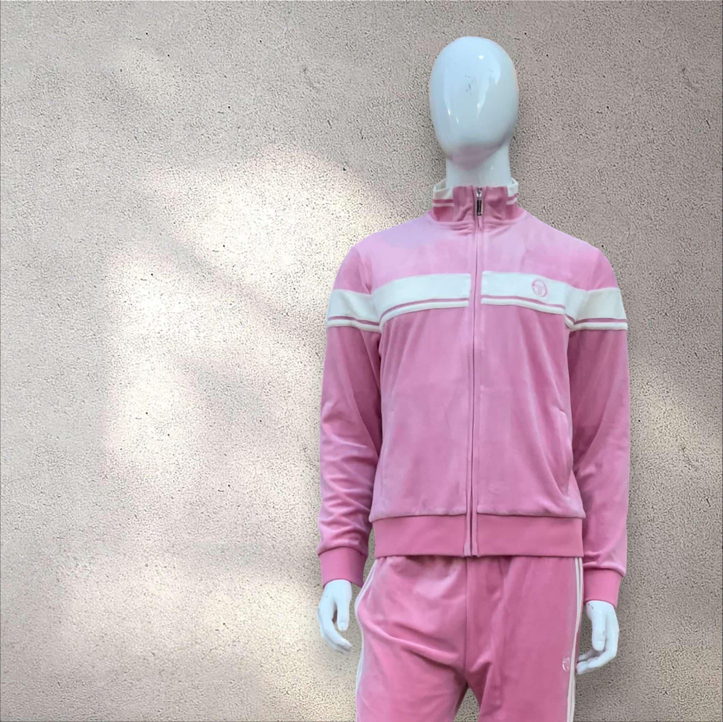 Men’s Sergio Tacchini Pink | Gardenia Pipping Velour Full Zip Casual Tracksuit NWT