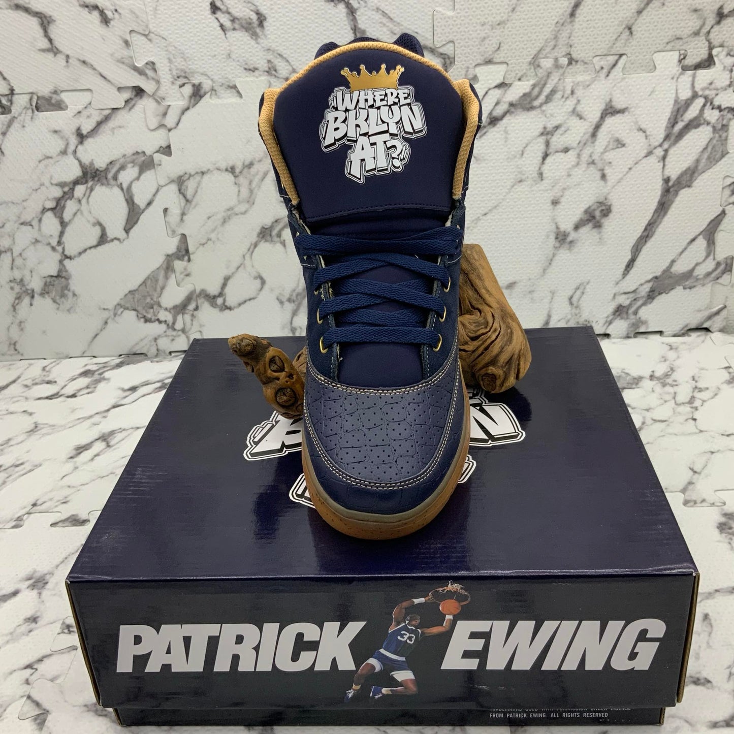 Men’s PATRICK EWING 33 HI X WHERE BROOKLYN AT Navy | Gold Sneakers NWT