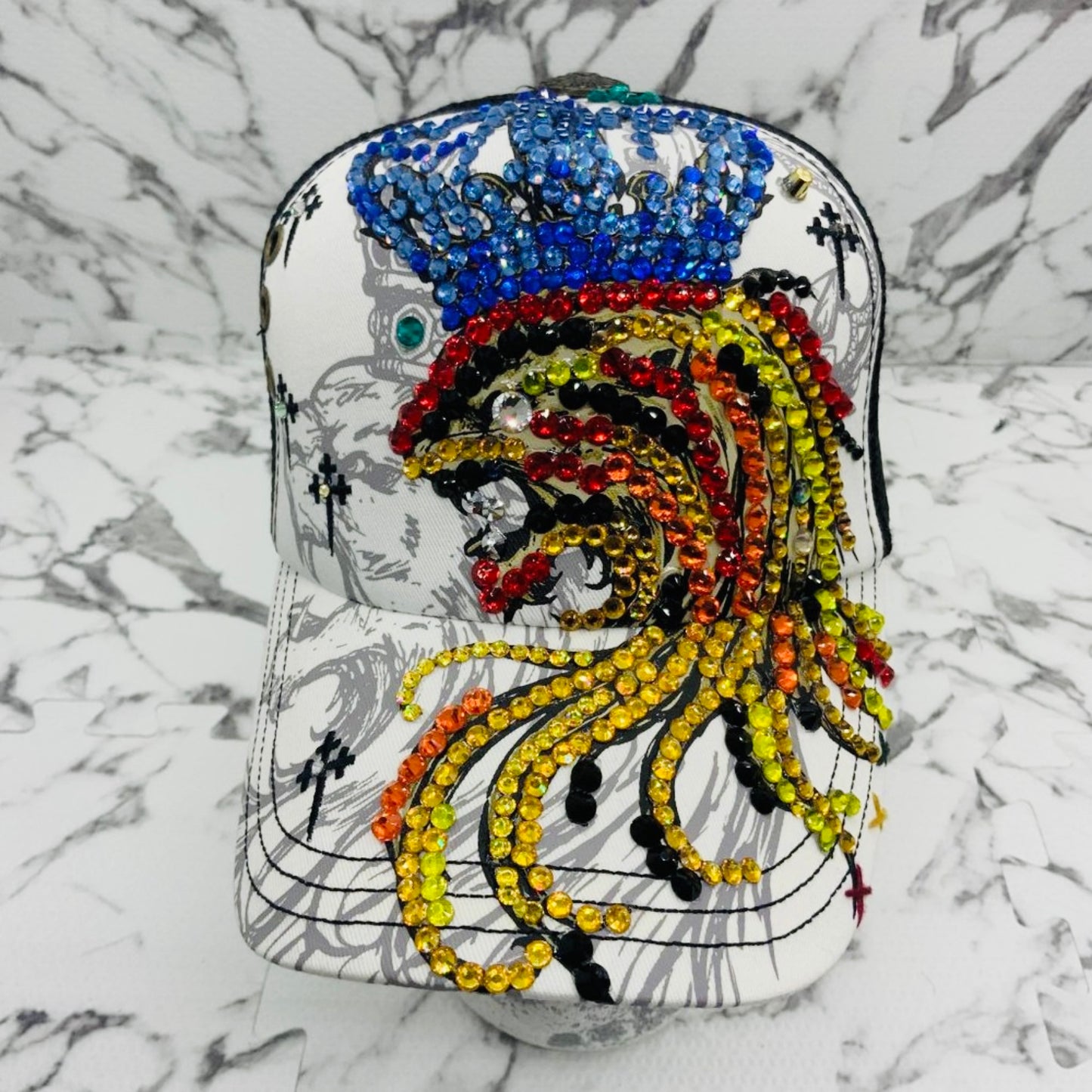 Rebel Spirit Lion King White | Black | Blue | Red | Orange | Yellow Rhinestone Trucker Hat NWT