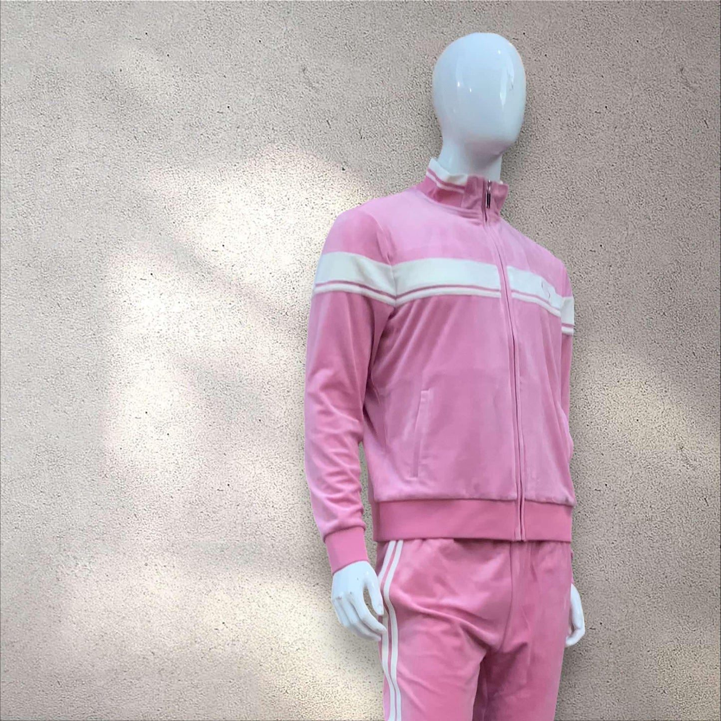 Men’s Sergio Tacchini Pink | Gardenia Pipping Velour Full Zip Casual Tracksuit NWT