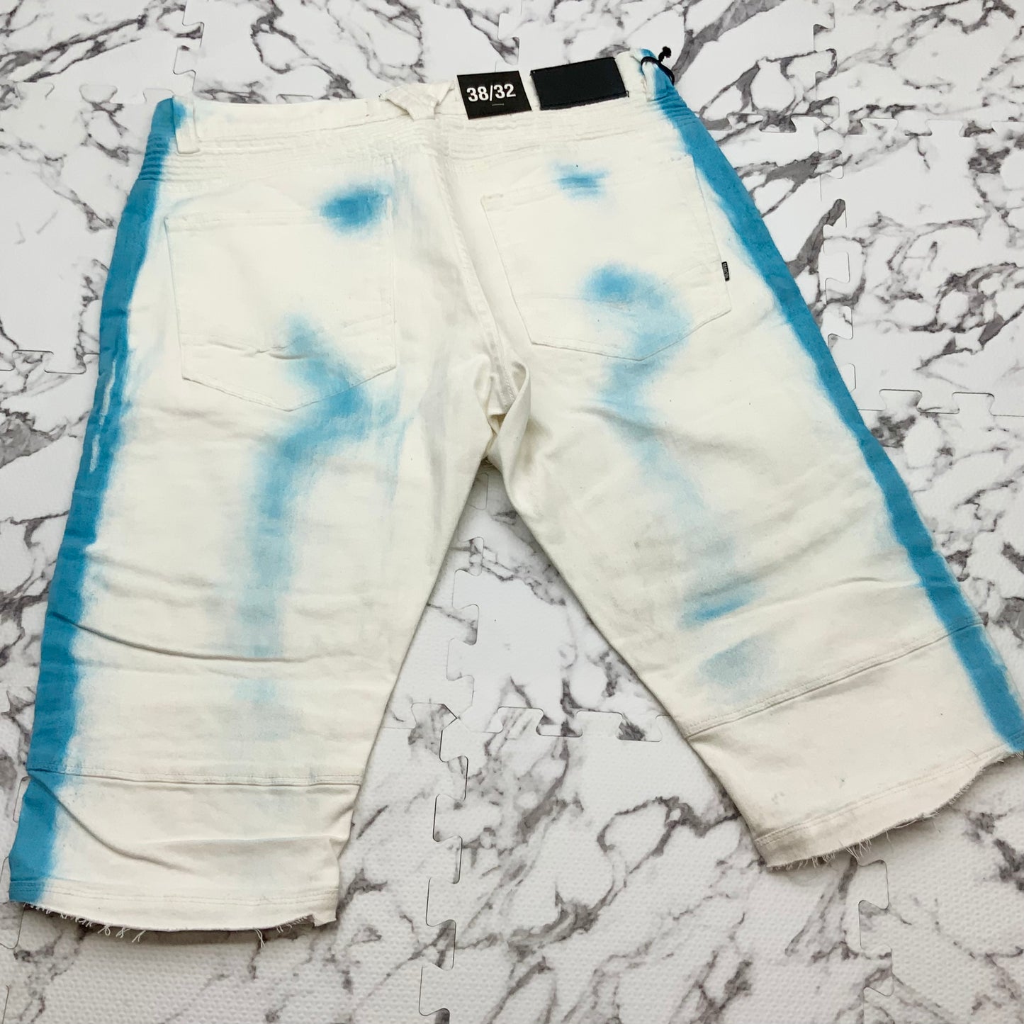 Men's Makobi White | Blue Denim Shorts NWT