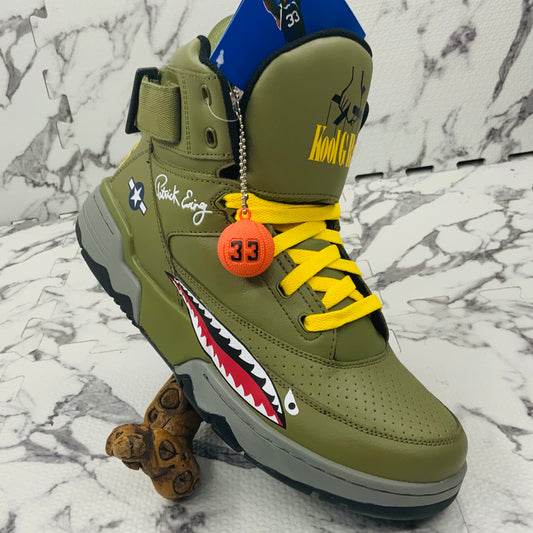 Men’s Patrick Ewing 33 HI x KOOL G RAP Olive| Red | Yellow Sneakers NWT