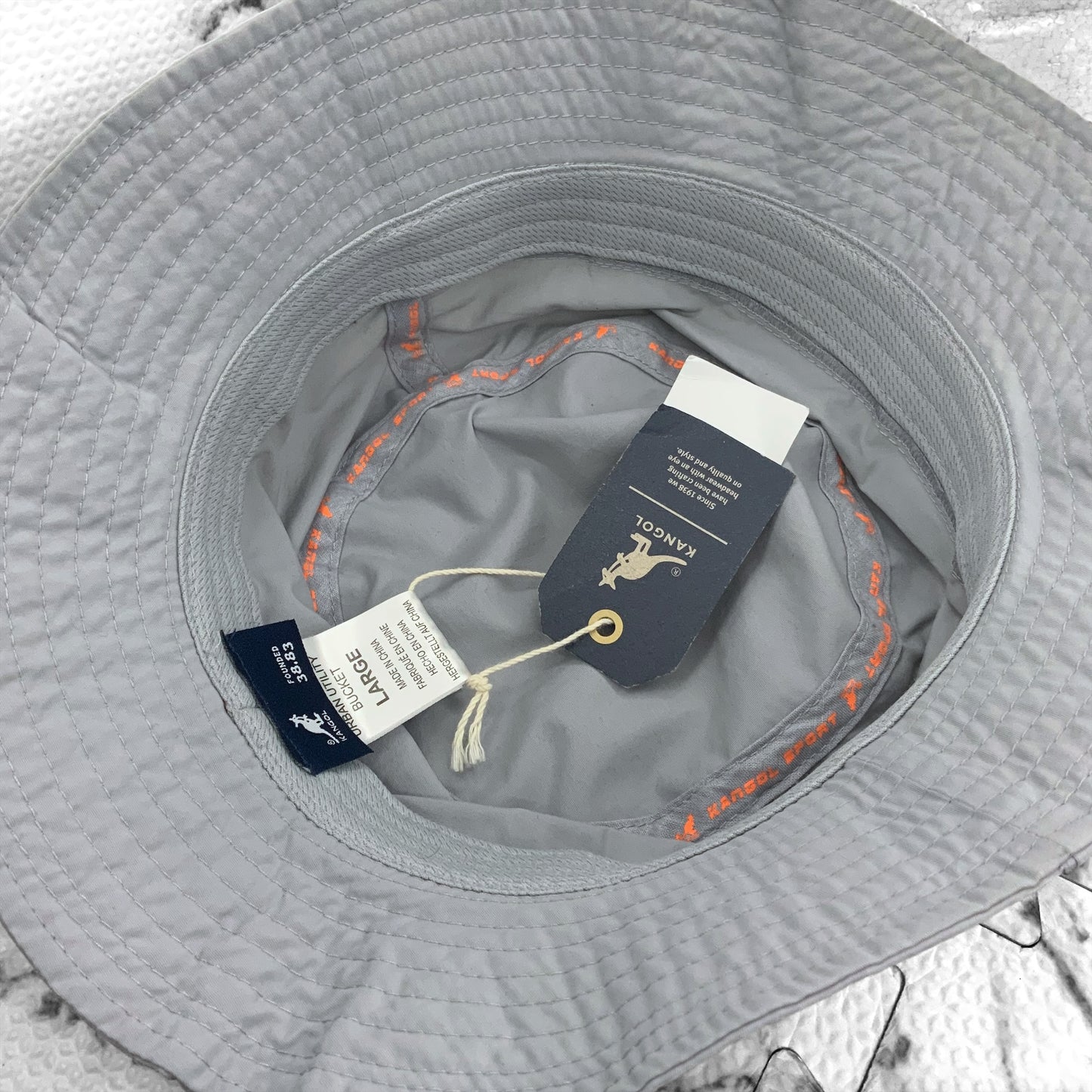 Men's Kangol Grey | Orange Urban Utility Bucket Hat NWT (Slightly cracks on the stripes)