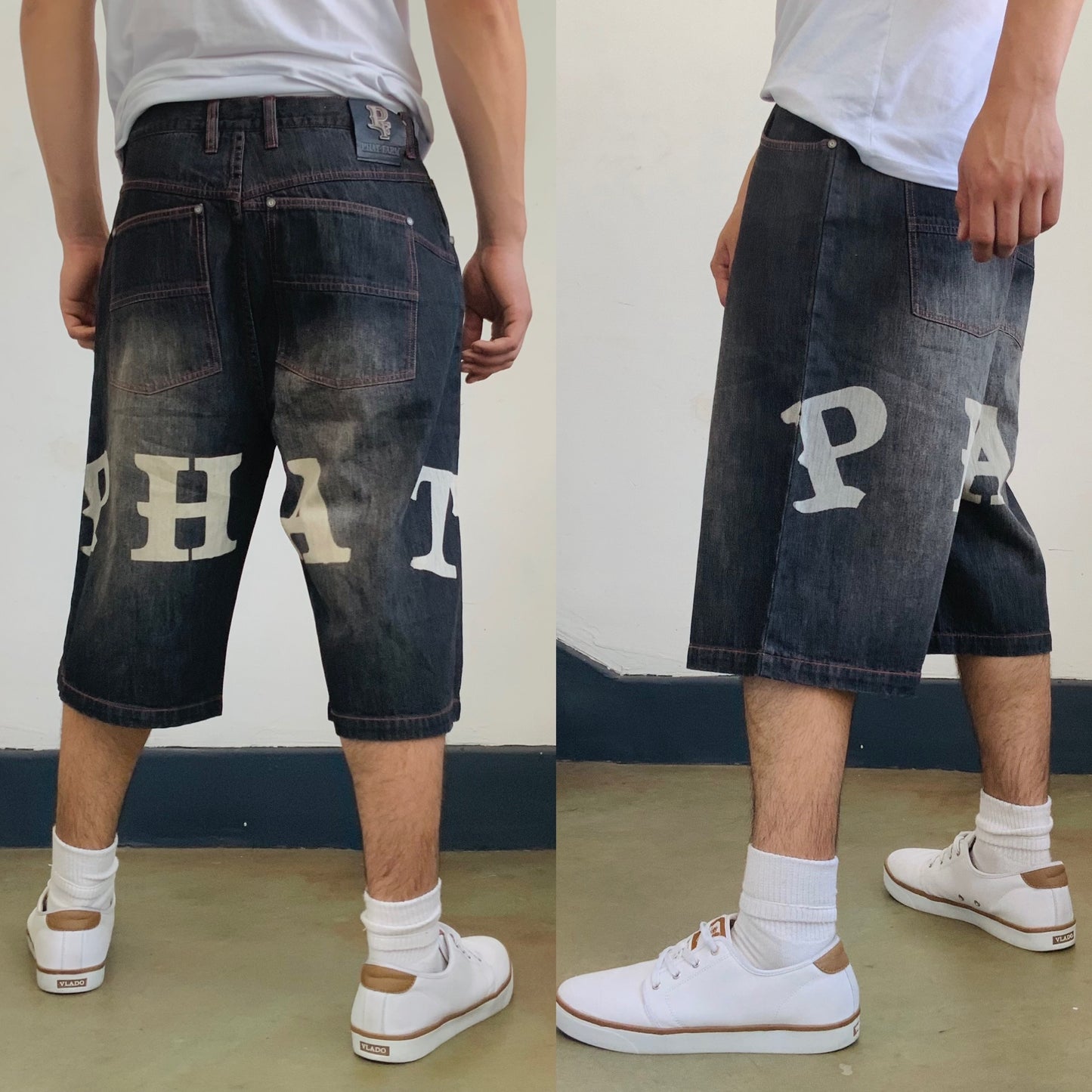 Men's Phat Farm Faded Black | Natural Denim Shorts NWT