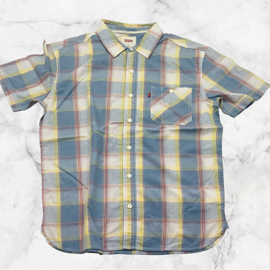 Men's Levi's Blue | Yellow | White | Red Plaid Button Down S/S Shirt NWT