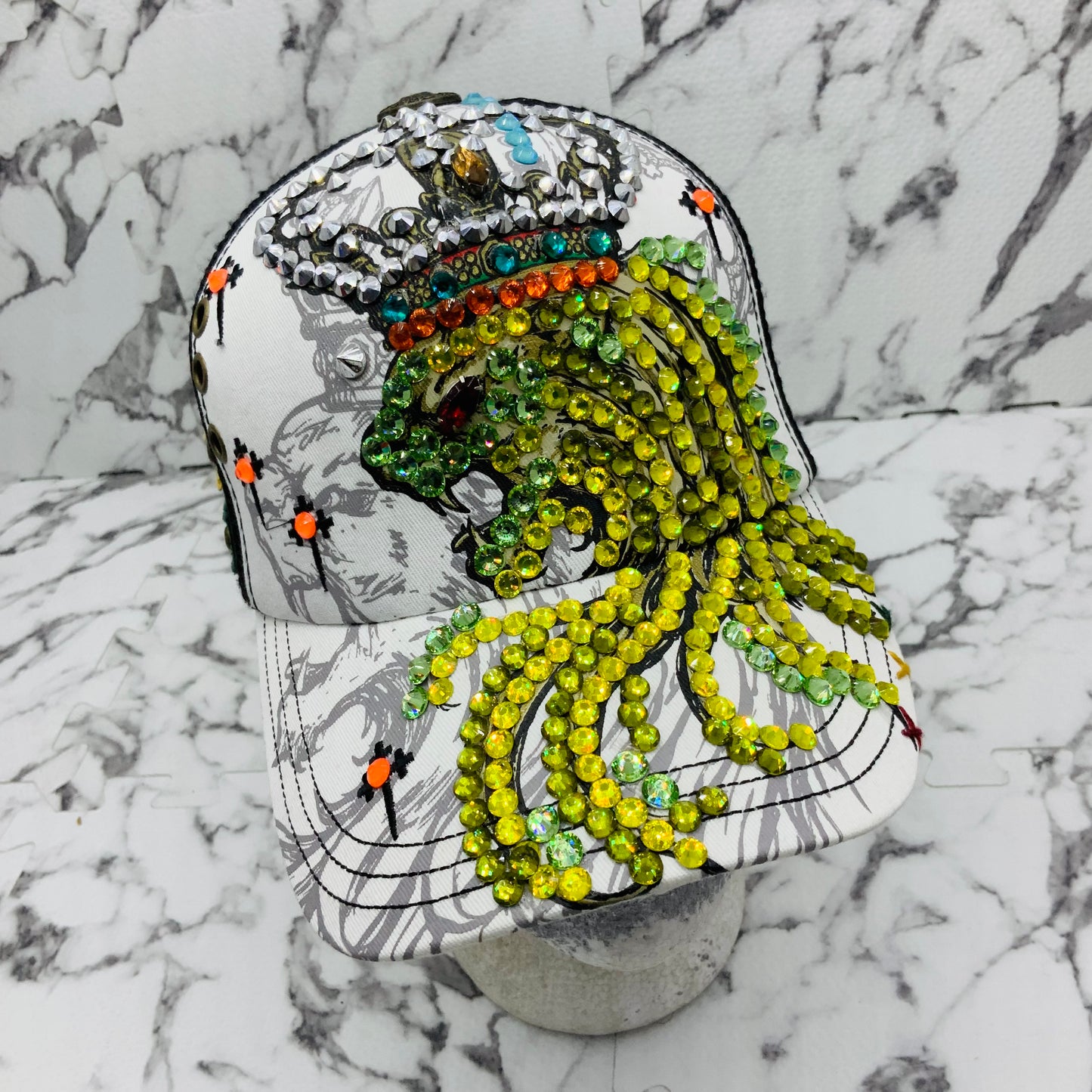 Rebel Spirit Lion King White | Black | Aqua | Orange | Yellow | Green Rhinestone Trucker Hat NWT