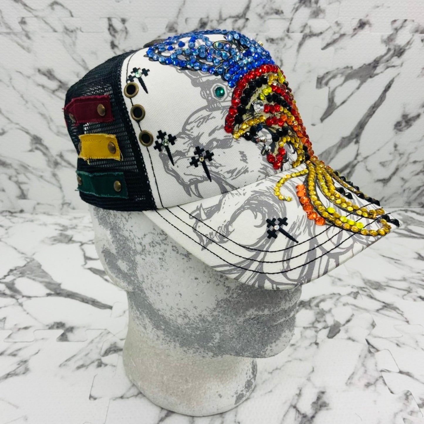 Rebel Spirit Lion King White | Black | Blue | Red | Orange | Yellow Rhinestone Trucker Hat NWT