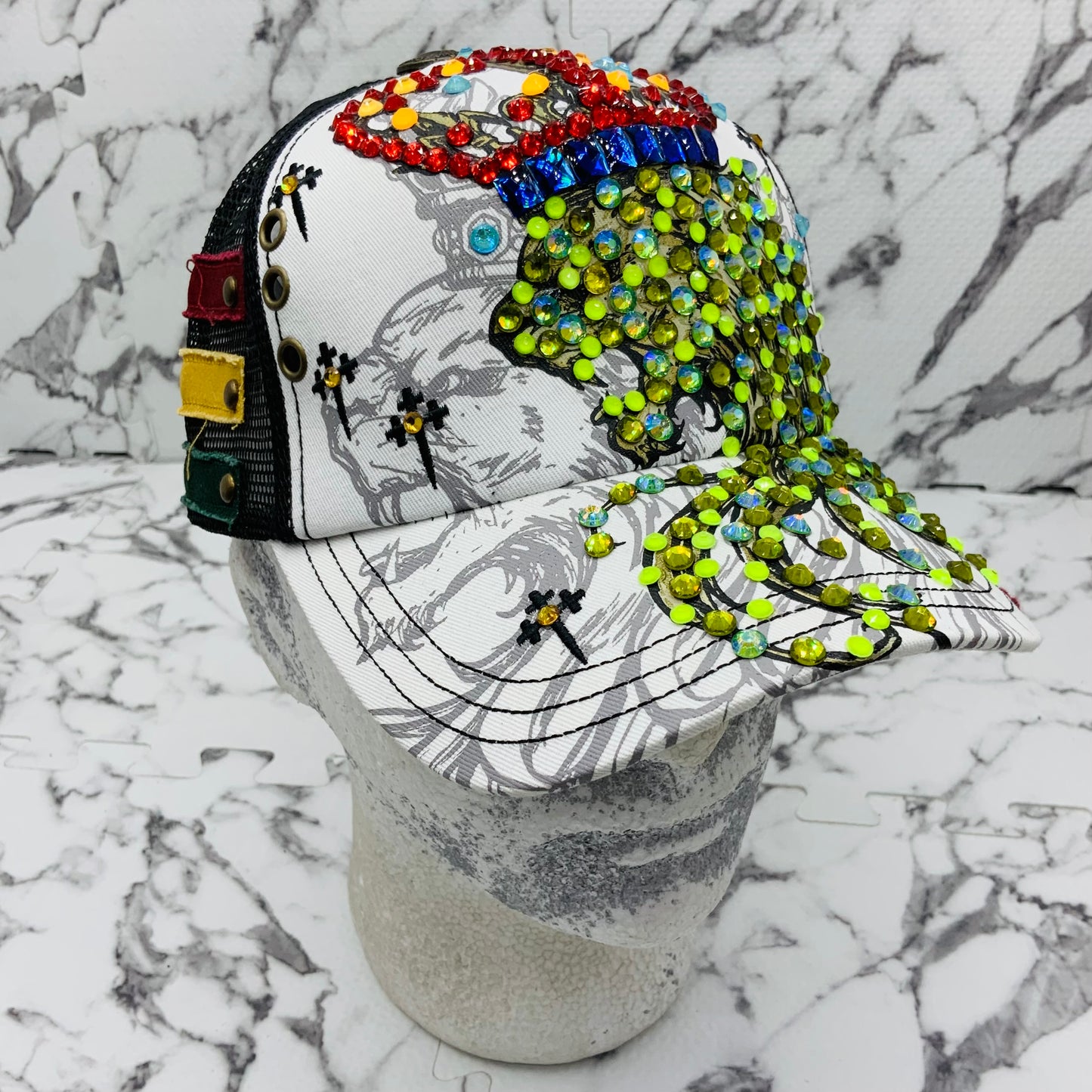 Rebel Spirit Lion King White | Black | Red | Blue | Lime Green Rhinestone Trucker Hat NWT