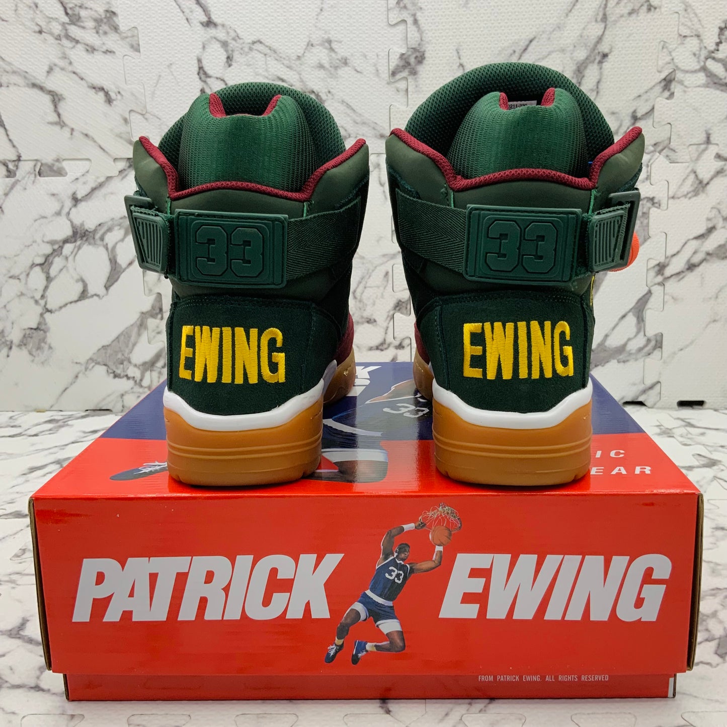 Men’s PATRICK EWING ATHLETICS 33 HI Green | Burgundy | Gum SEATTLE Sneakers NWT