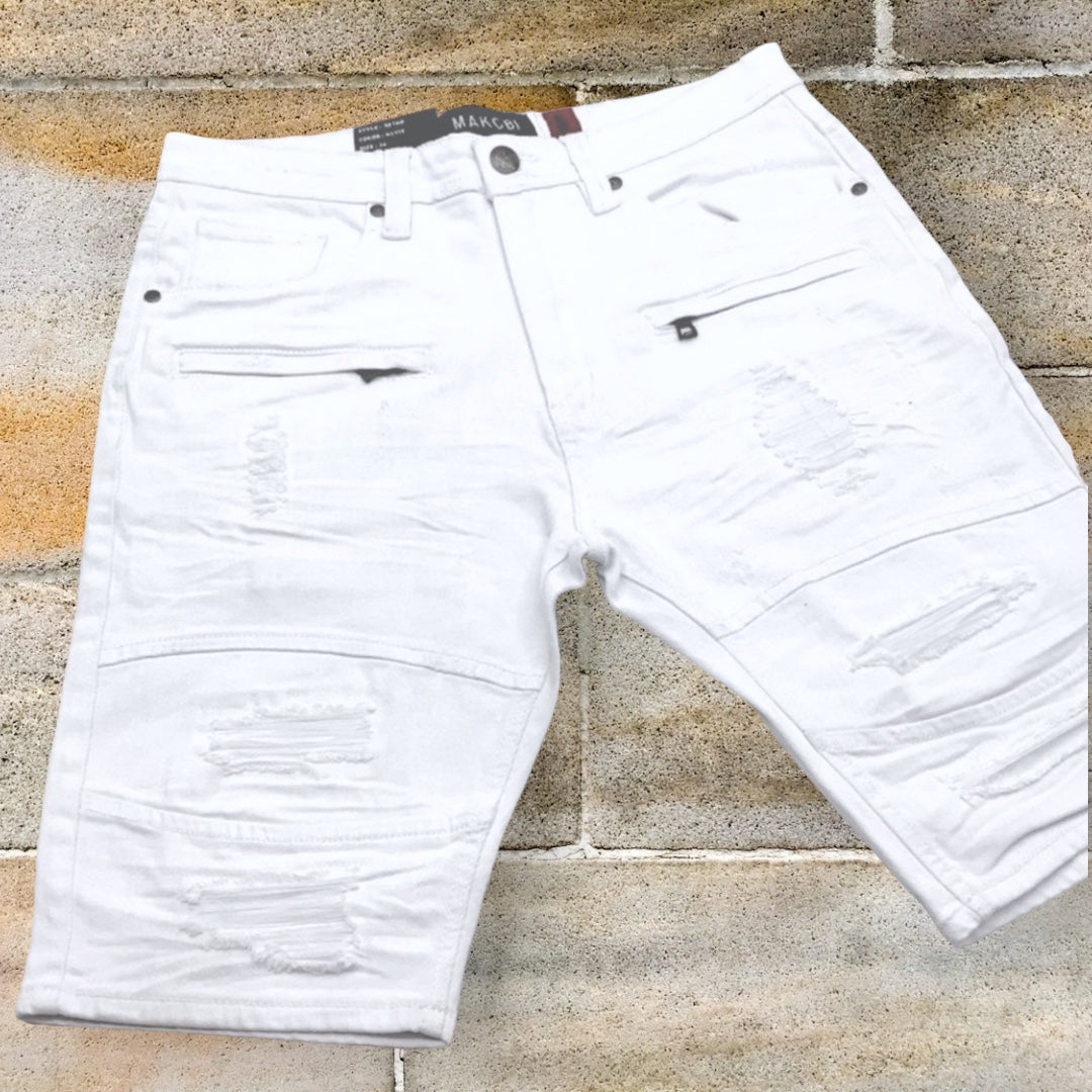 Men's Makobi White Denim Shorts NWT