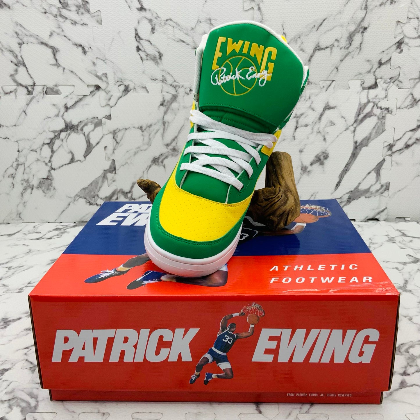 Men’s PATRICK EWING 33 HI Green | White | Lemon Sneakers NWT