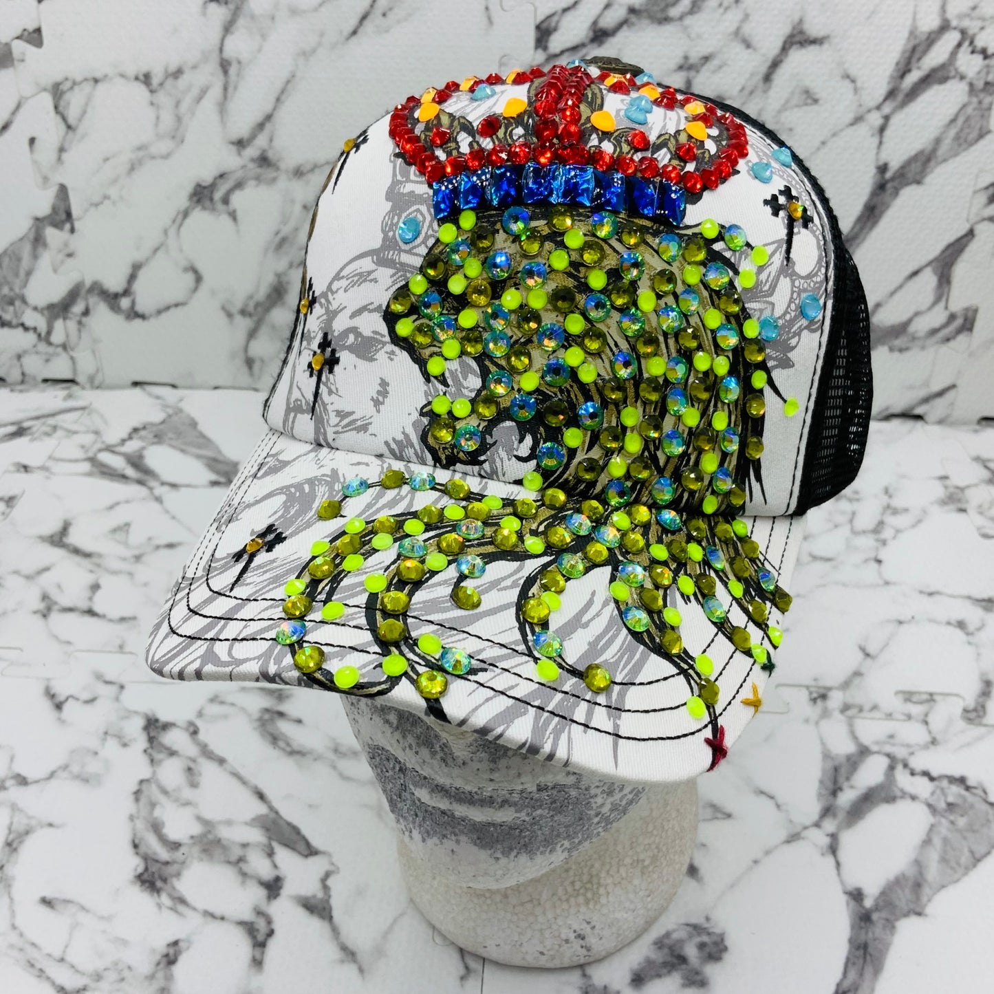 Rebel Spirit Lion King White | Black | Red | Blue | Lime Green Rhinestone Trucker Hat NWT