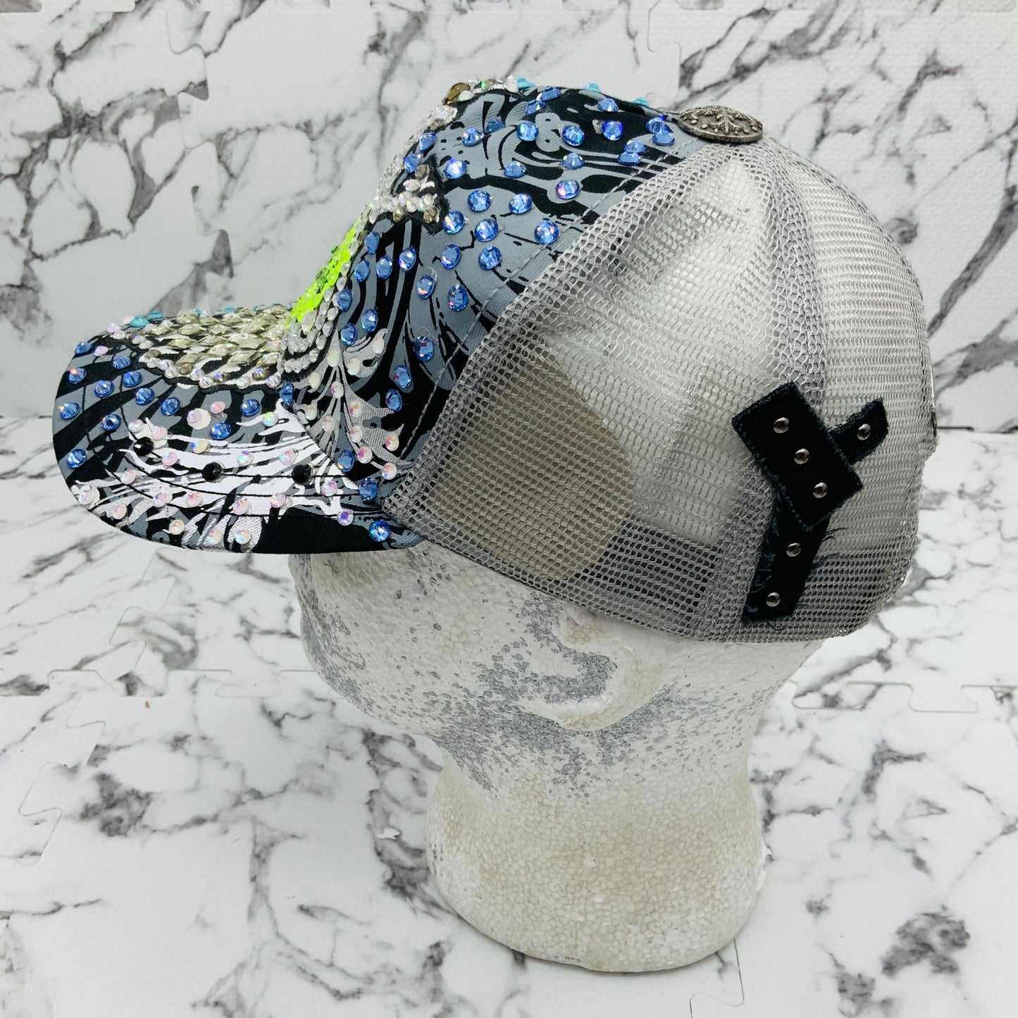 Rebel Spirit Lion King Grey | White | Black | Sky Blue | Lime Green Rhinestone Trucker Hat NWT