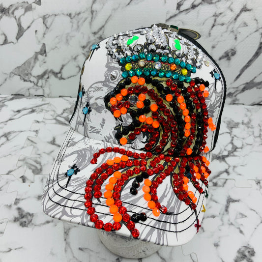 Rebel Spirit Lion King White | Black | Aqua | Orange | Red Rhinestone Trucker Hat NWT