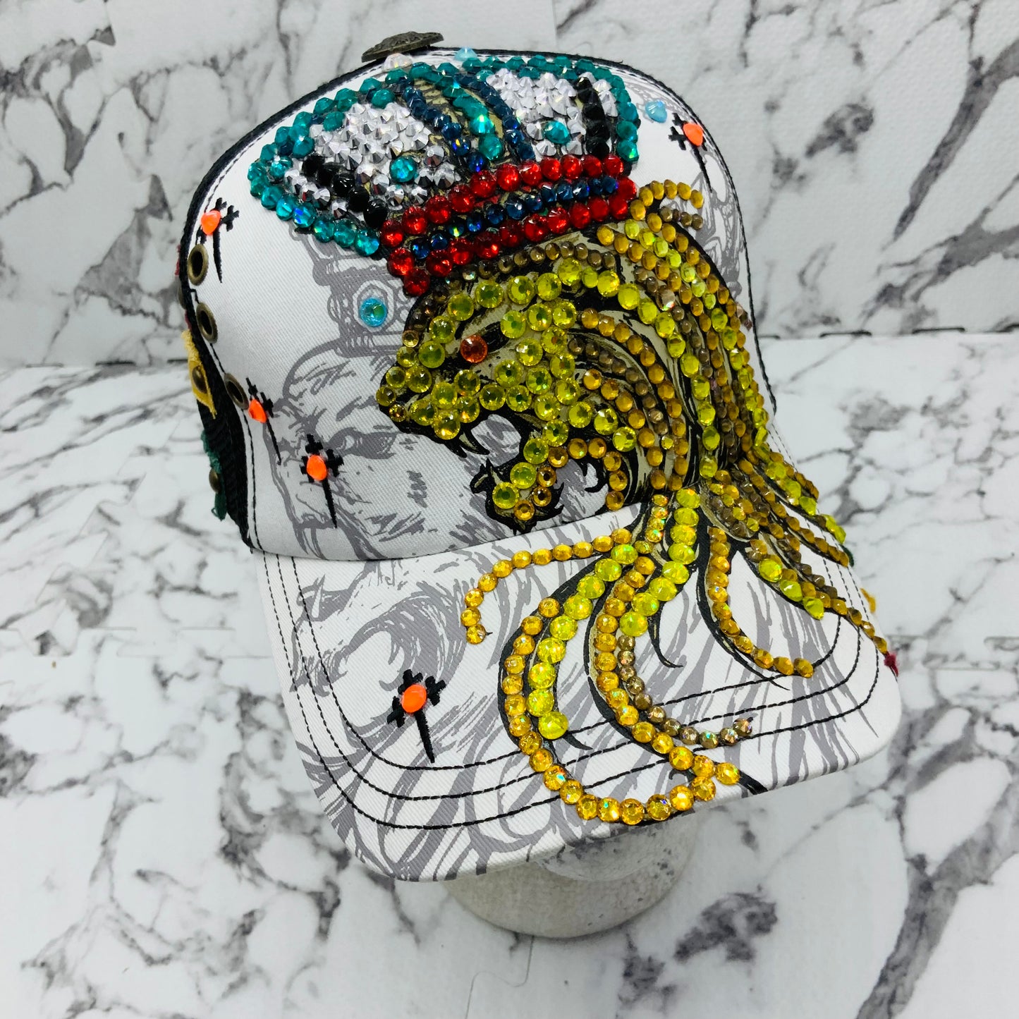 Rebel Spirit Lion King White | Black | Aqua | Red | Yellow Rhinestone Trucker Hat NWT