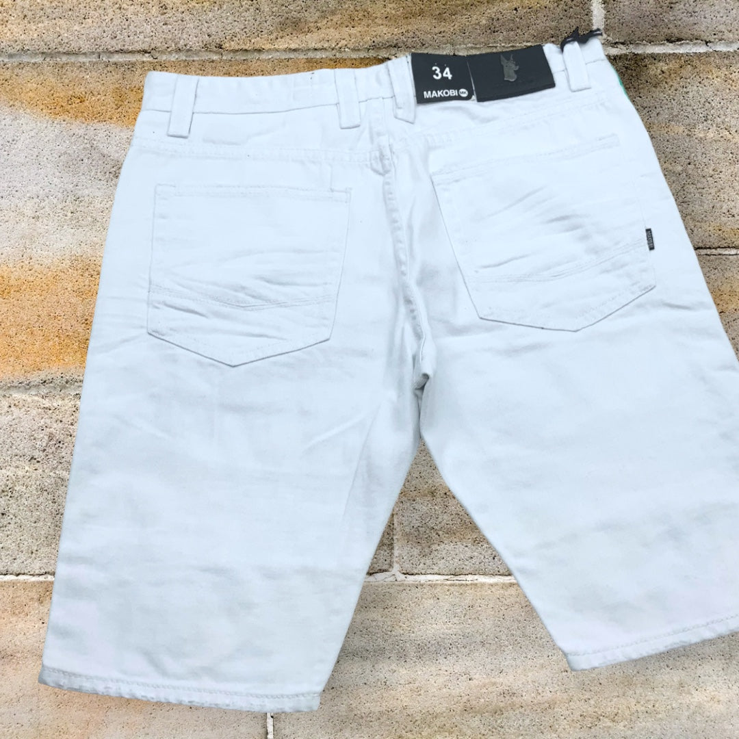 Men's Makobi White | Green | Orange Denim Shorts NWT