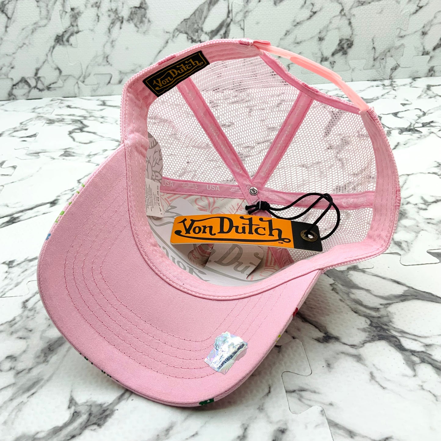 VonDutch Pink All Over Fashion Trucker Hat NWT