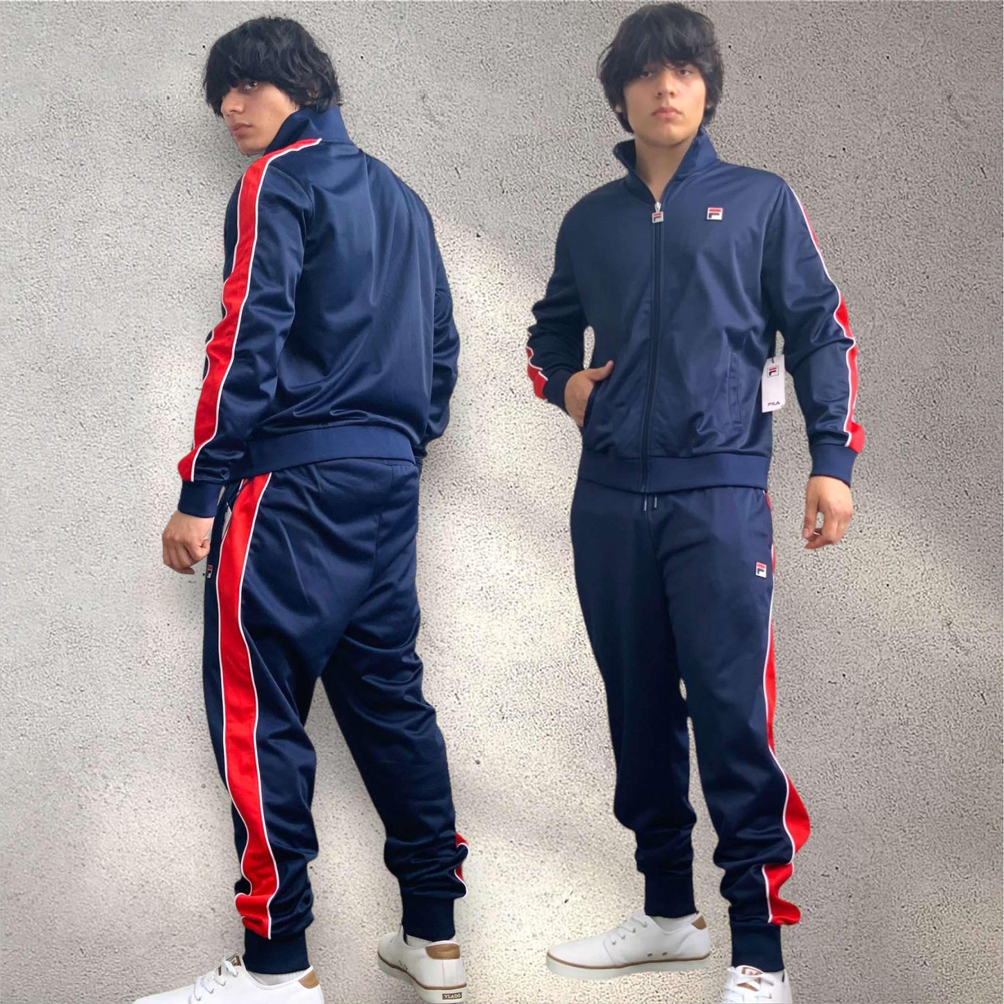 Men’s Fila Navy | Red | White Pipping Casual Tracksuits Outfits Sets NWT