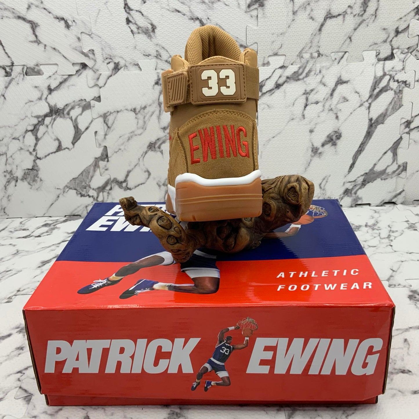 Men’s PATRICK EWING 33 HI WINTER Wheat | Gum | Red Sneakers NWT