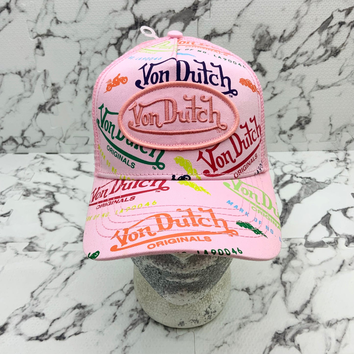 VonDutch Pink All Over Fashion Trucker Hat NWT