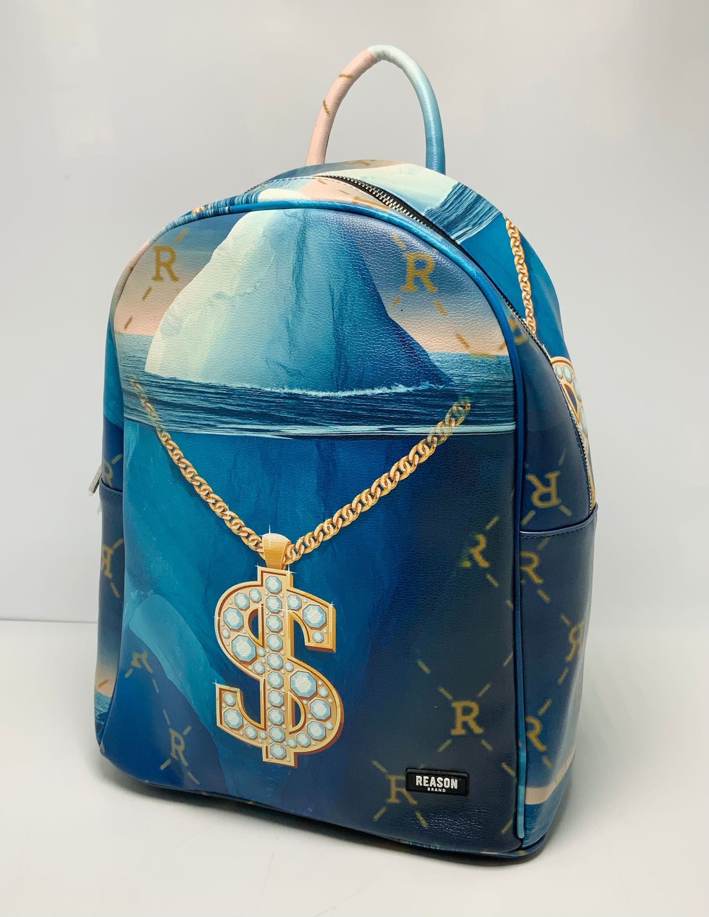 Men’s Reason Dollar Sign Chain Blue | Gold Backpacks NWT