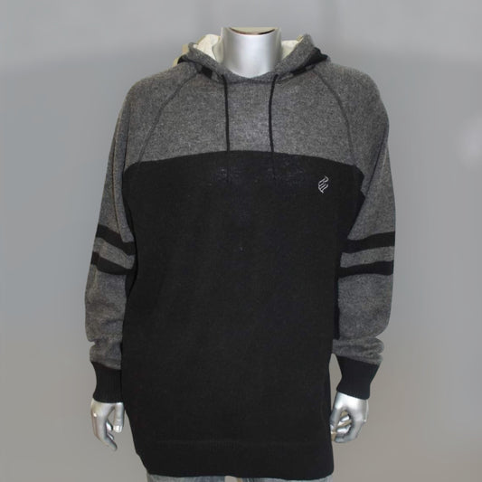 Men's Rocawear Charcoal Grey | Black Hooded Sweater 100% Lamb's Wool NWT