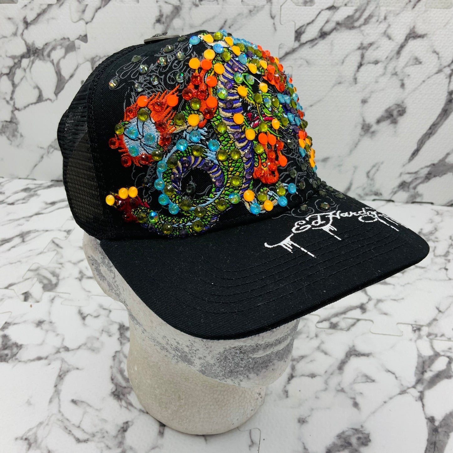 Ed Hardy Dragons Black | Multicolor Rhinestone Trucker Hat NWT