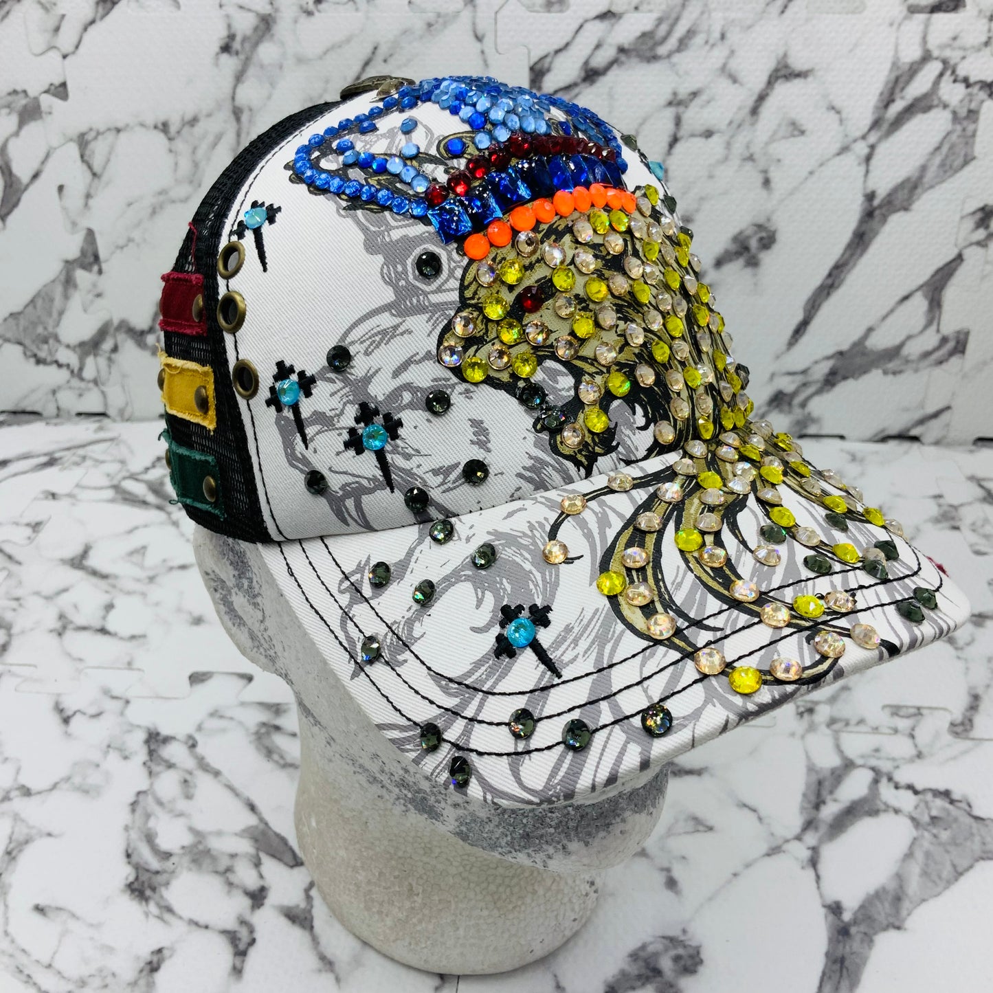 Rebel Spirit Lion King White | Black | Blue | Orange | Yellow Rhinestone Trucker Hat NWT