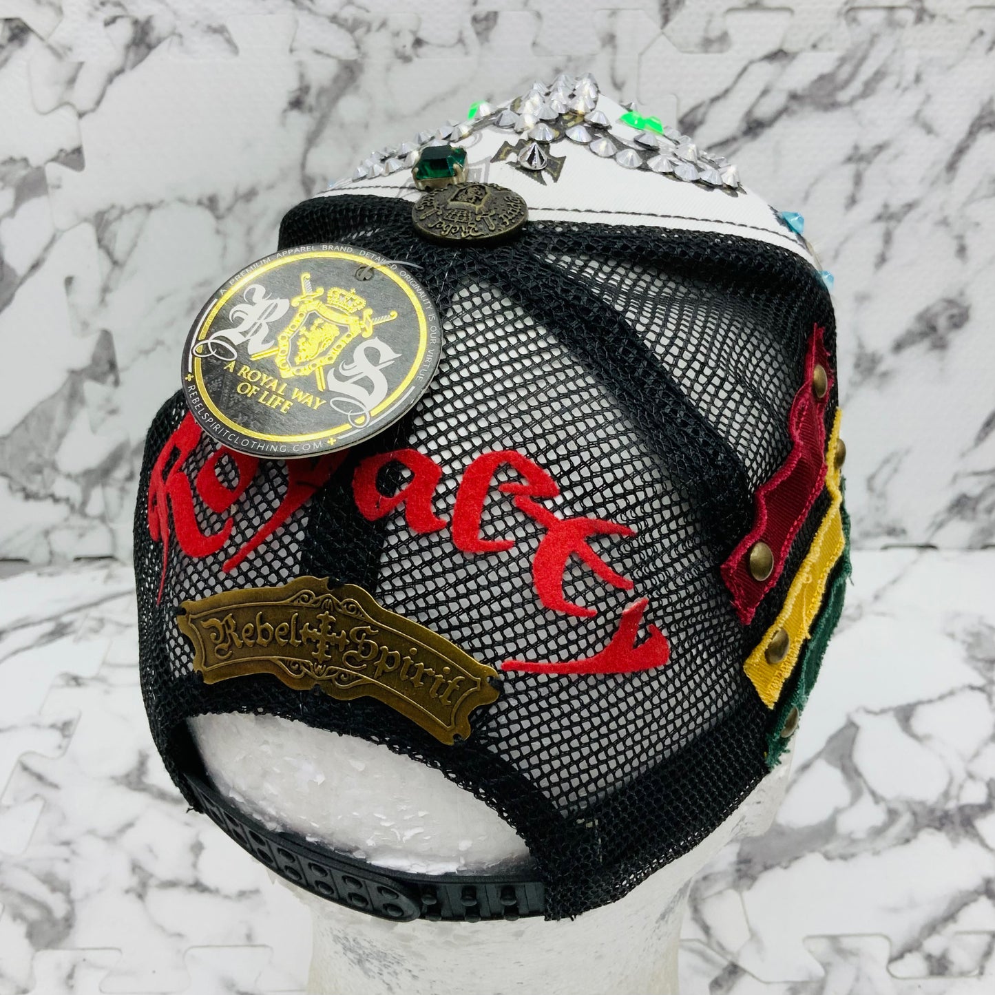 Rebel Spirit Lion King White | Black | Aqua | Orange | Red Rhinestone Trucker Hat NWT