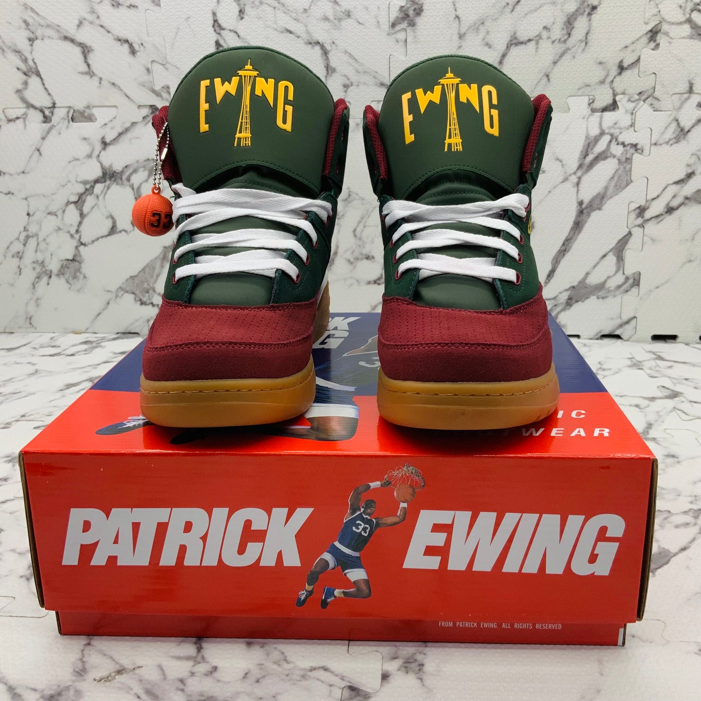 Men’s PATRICK EWING ATHLETICS 33 HI Green | Burgundy | Gum SEATTLE Sneakers NWT