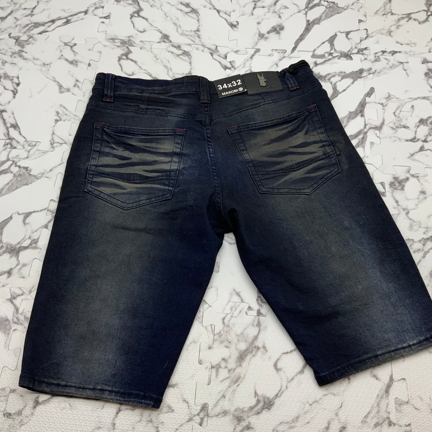 Men's Makobi Navy Ripped Denim Shorts NWT