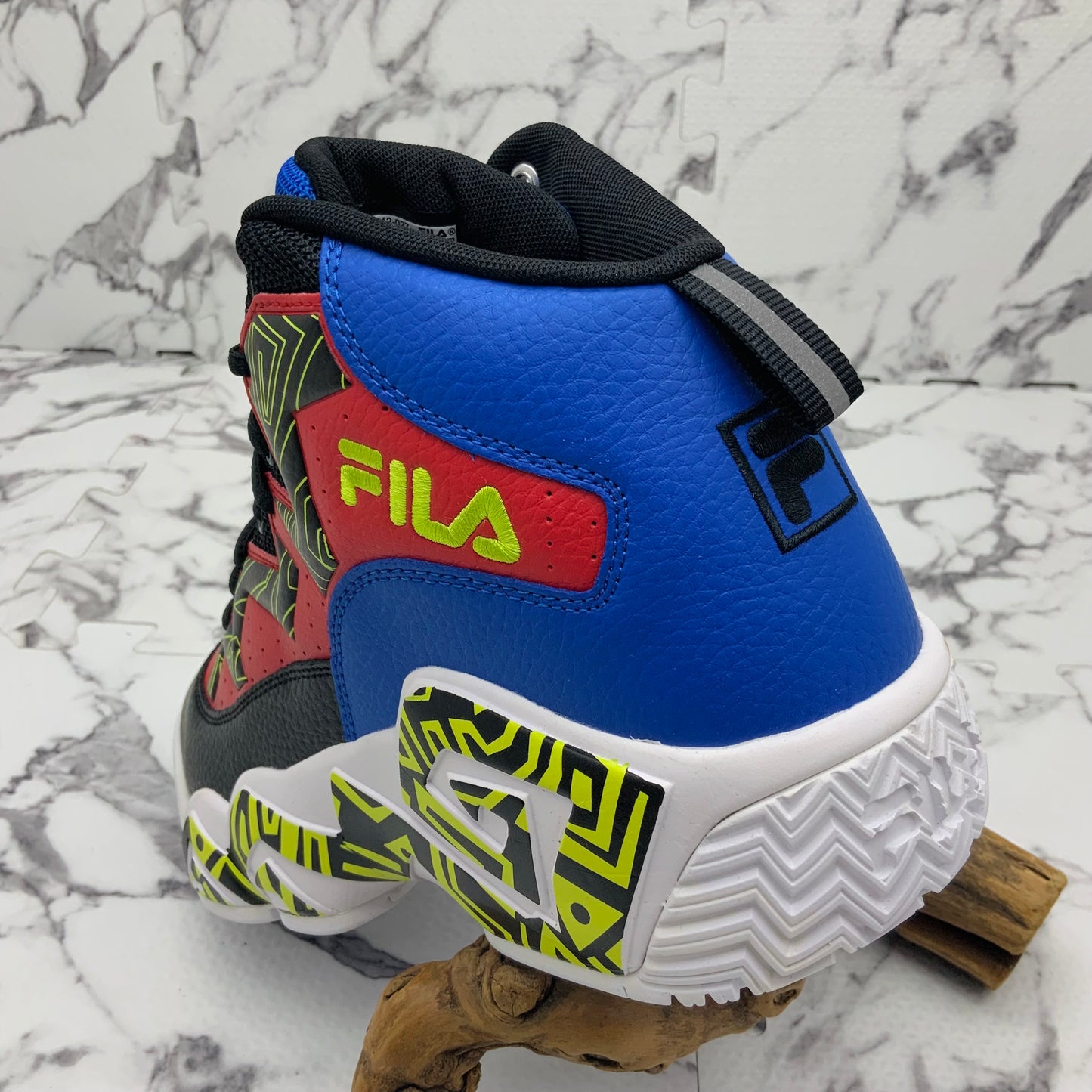 Men’s Fila MB Black | Royal Blue | Red | White | Lime Green Mid-Top Sneakers NWT