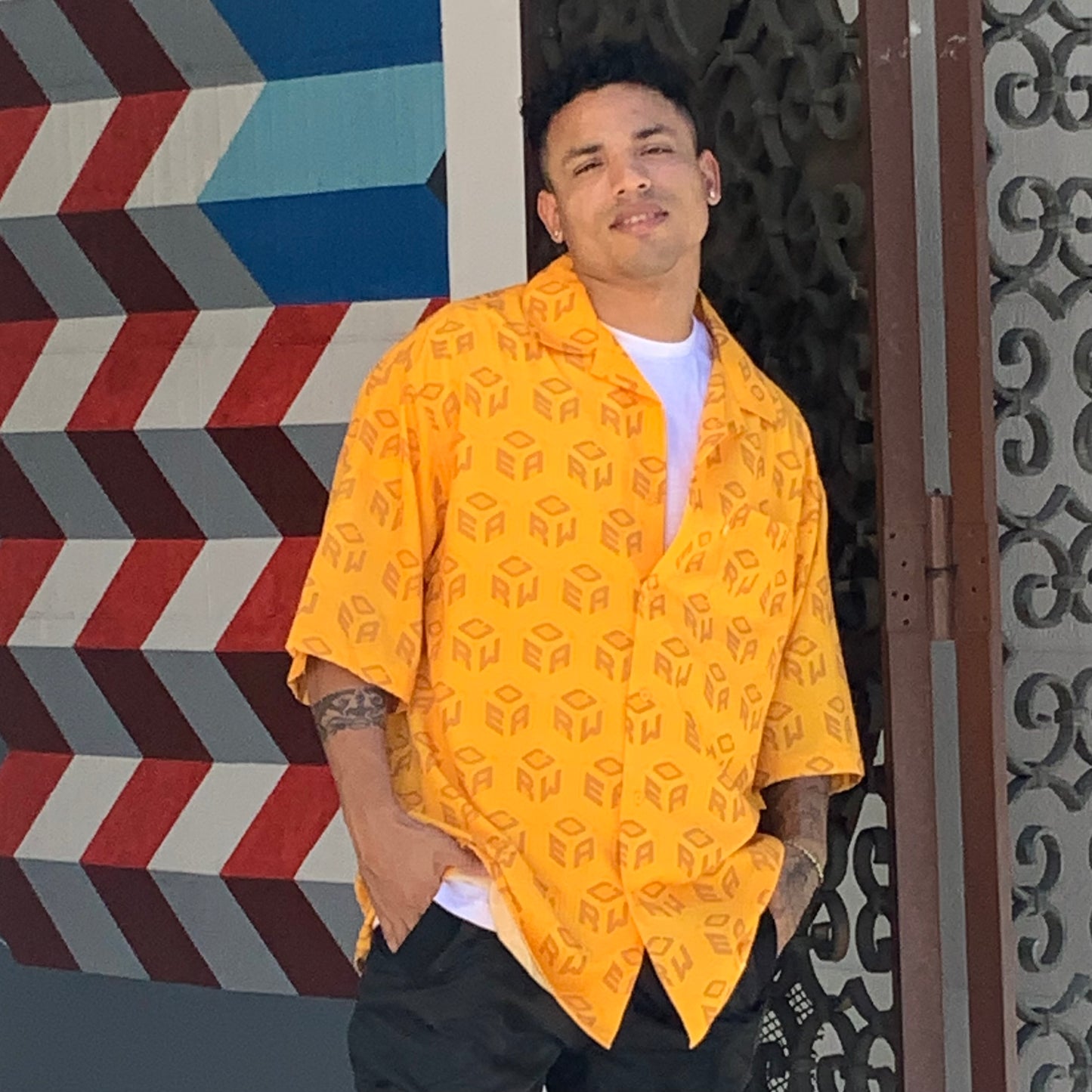 Men’s Rocawear All Over Yellow | Wheat S/S Button Down Shirts NWT