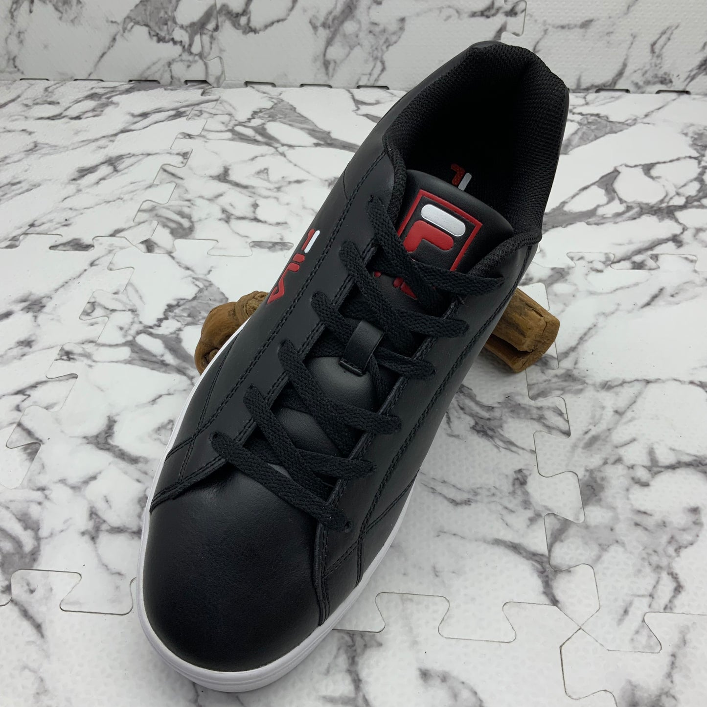 SOLD OUT Men’s Fila Original Court Leather Black | White | Red Sneakers NWT