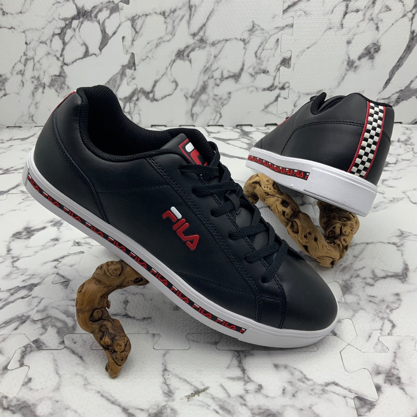 SOLD OUT Men’s Fila Original Court Leather Black | White | Red Sneakers NWT