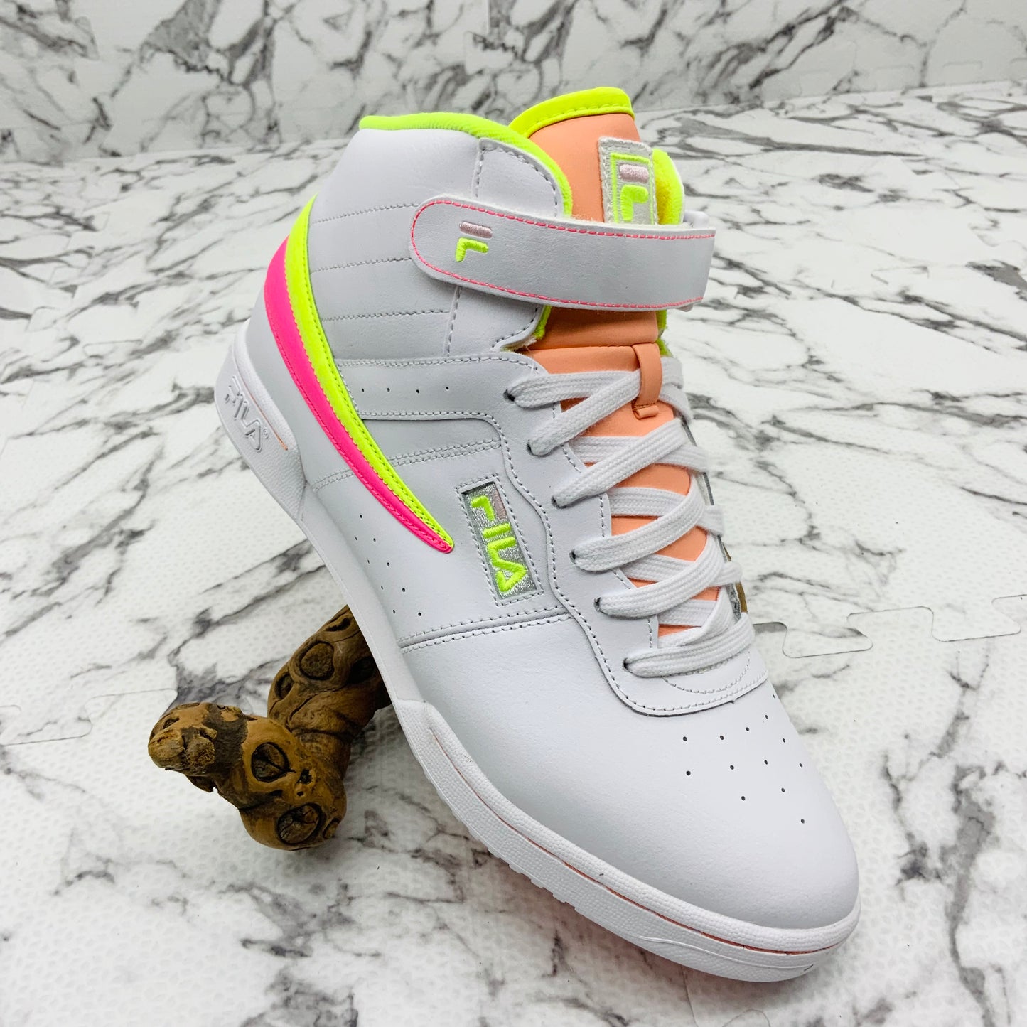 Women's Fila F-13 White | Lime Green | Hot Pink Sneakers NWT