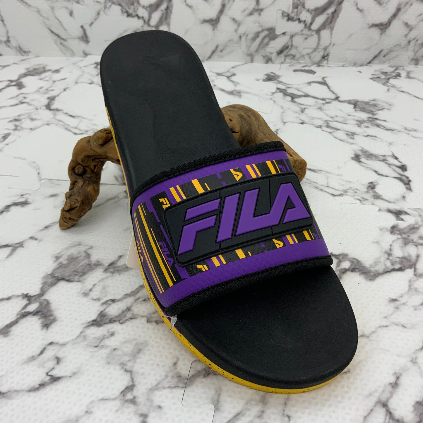 Men’s Fila Black | Purple | Yellow Lunar Slides NWT