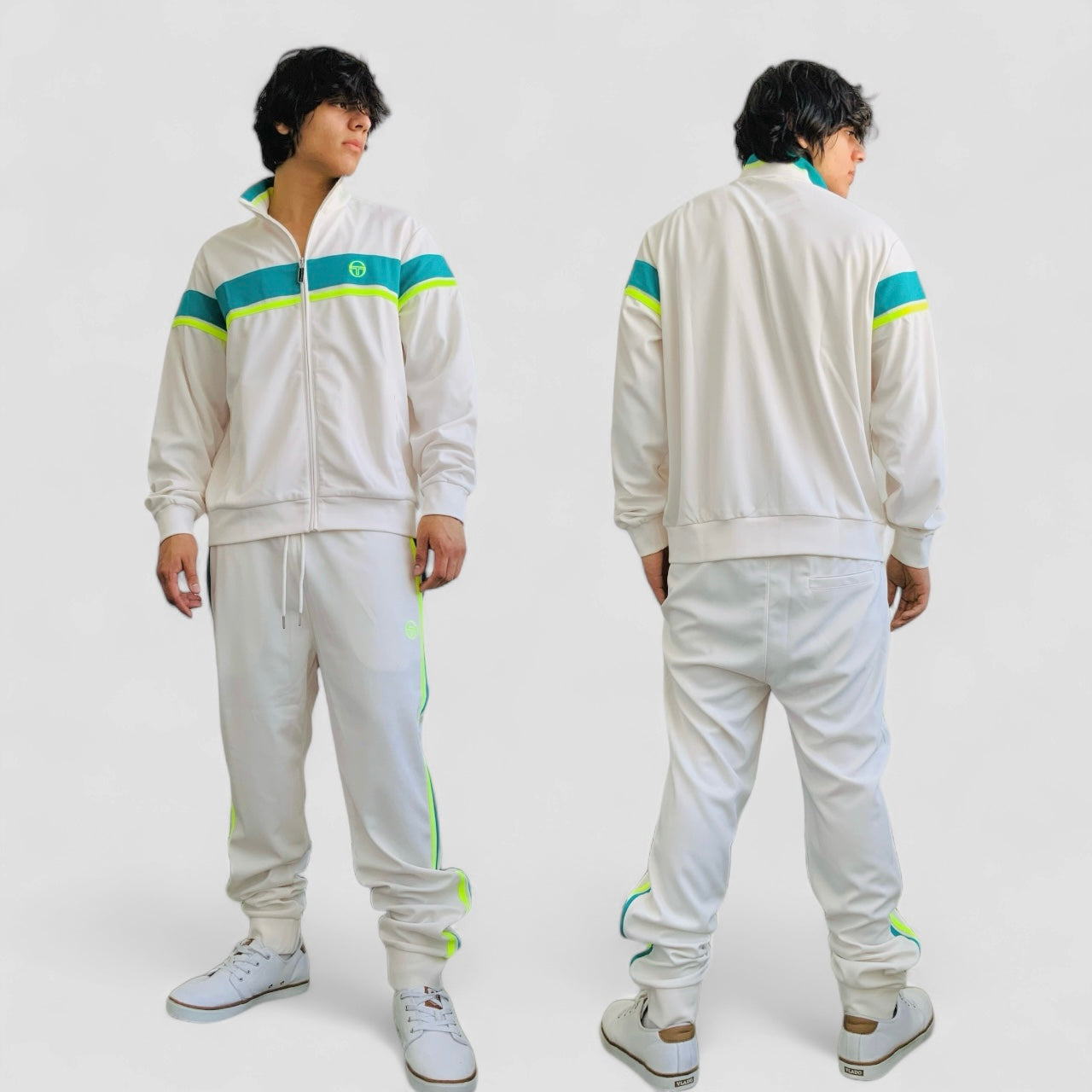 SOLD OUT Men's Sergio Tacchini Gardenia | Forest Green | Neon Lime Casual Tracksuit NWT