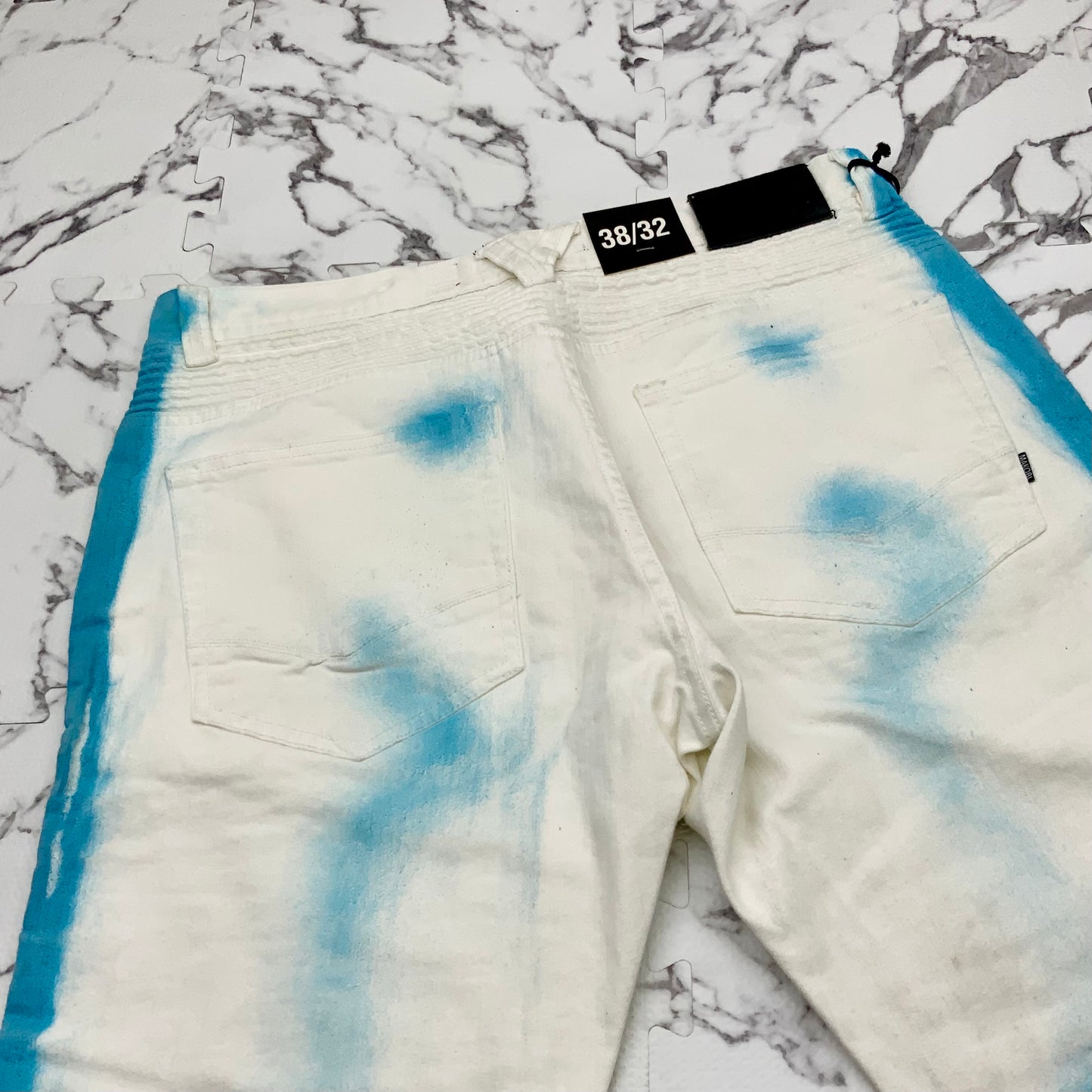 Men's Makobi White | Blue Denim Shorts NWT