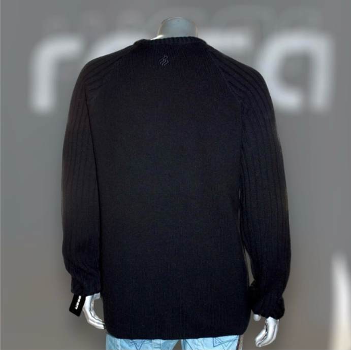 Men's Rocawear Black | Grey | White Sweater 100% Lamb's Wool NWT