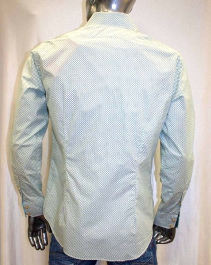 Men's Rufus White | Green | Blue Polka Dots Long Sleeve Button Down Shirt NWT